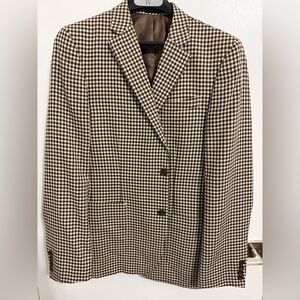 Stafford Men's Brown and Ivory Gingham Sport Coat (38R)